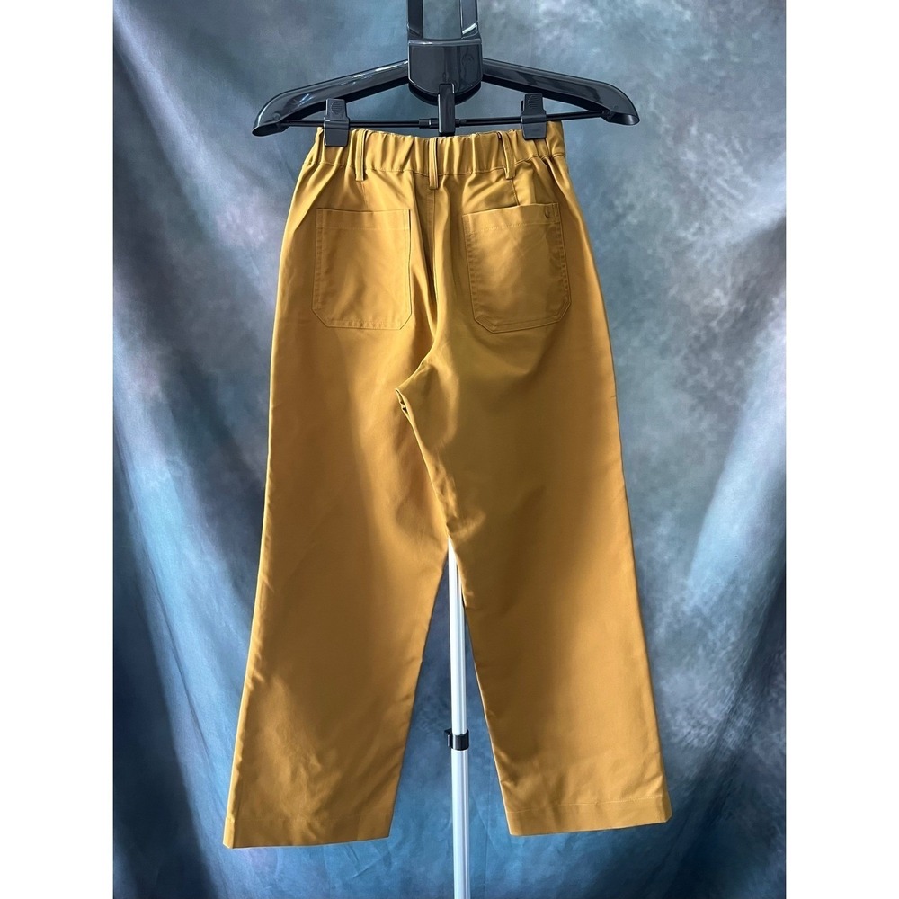 Wayre Jetsetter Cropped Wide‎ Leg Pants Size 2 Recycled Plastic Bottles Mustard - Picture 2 of 3